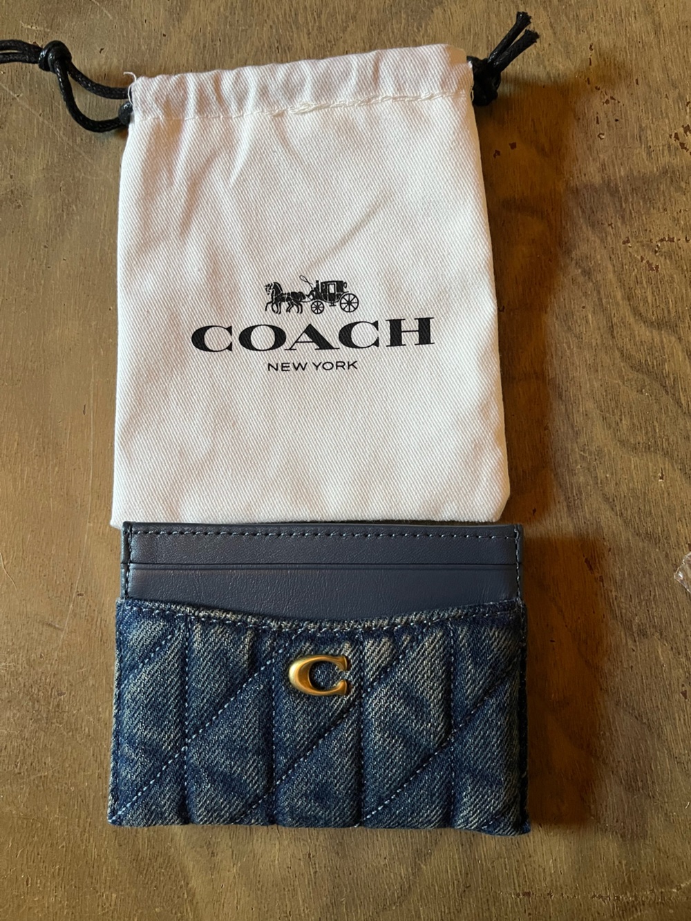 COACH dark indigo card wallet NWT